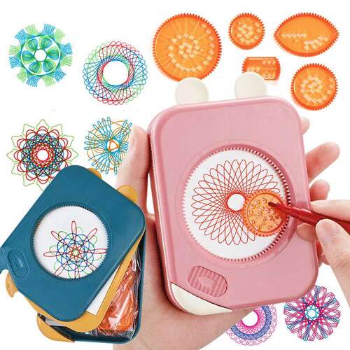 Spirograph Drawing Toys Storage Set Interlocking Gears Wheel