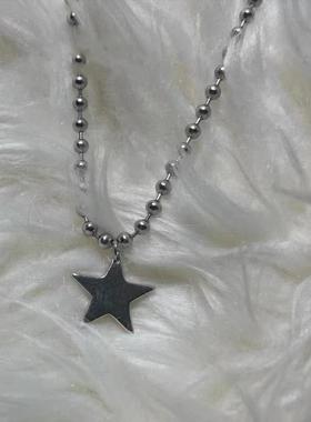 Titanium Steel Star Pendant Necklace for Men Women Y2K Hip H