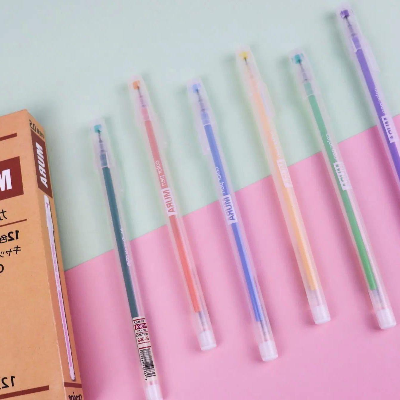 12PCS/Box Color Gel Pen Set Kawaii 0.5mm Ballpoint Pens Sch0