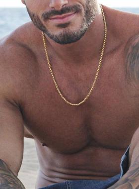 3mm Men's Stainless Steel Thick Golden Link Chain Neckla