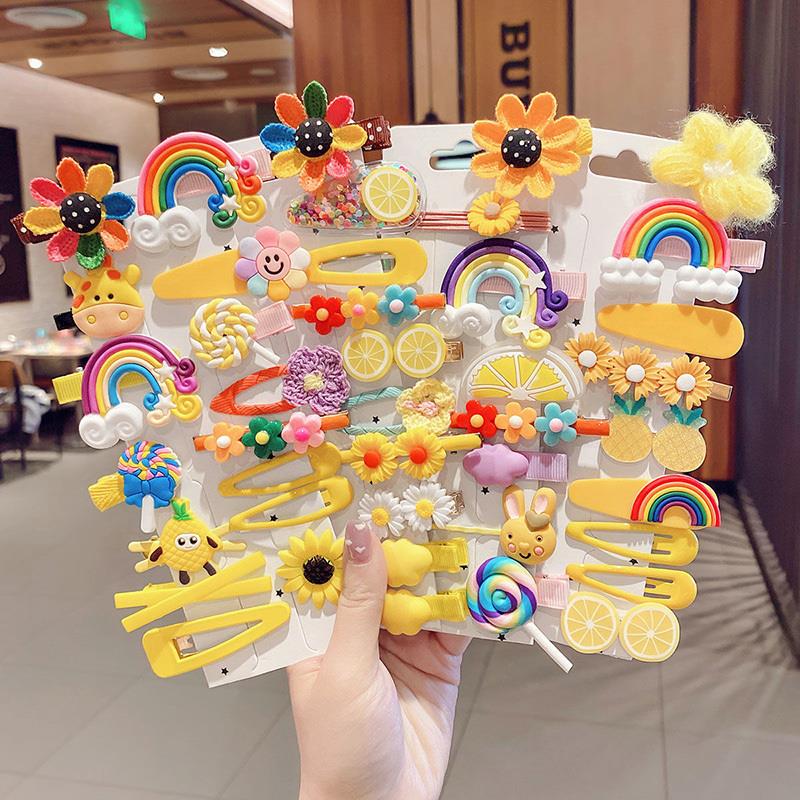 14PCS Girls Sweet Hair Clip Rainbow Fruit Cute Cartoon Hair