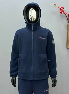 挪威户外连帽款摇粒绒棉衣防寒保暖外套加绒加厚抓绒衣男女款棉服