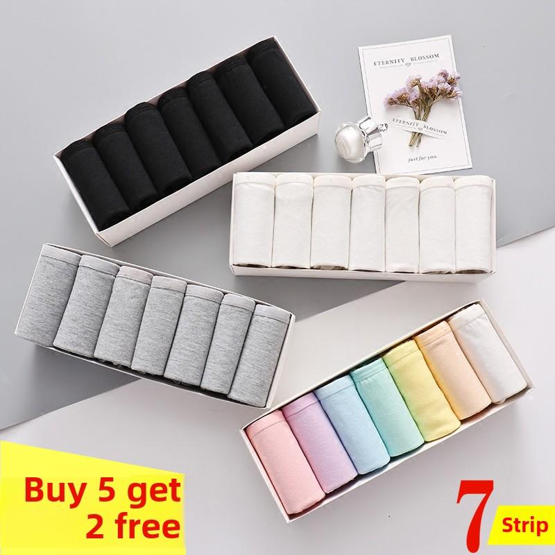 7Pack Women's Sexy Underwear -Lace Band Cotton Thong Pan