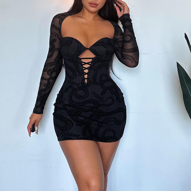 Sexy Dress Fashion Lace Wrap Hip Short Dress 连衣裙包臀短裙