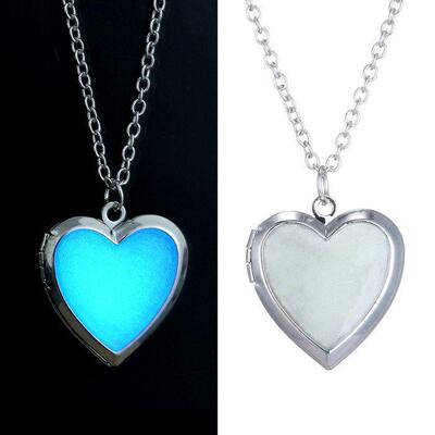 Glow in the Dark Necklace for women Photo Locket vintage Flu
