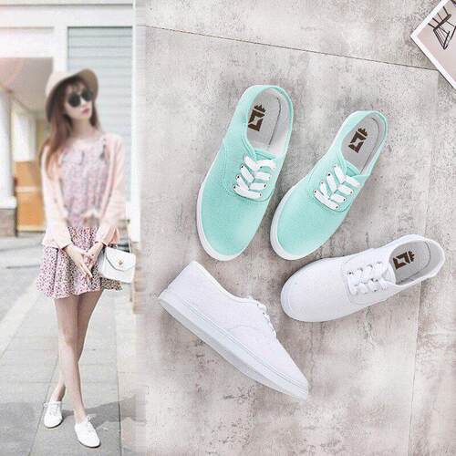 girl canvas Shoes small white shoes women casual flat shoes
