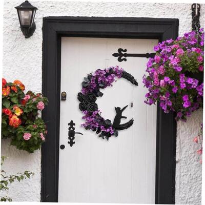 Halloween wreath door hanging imitation rattan circle万圣节