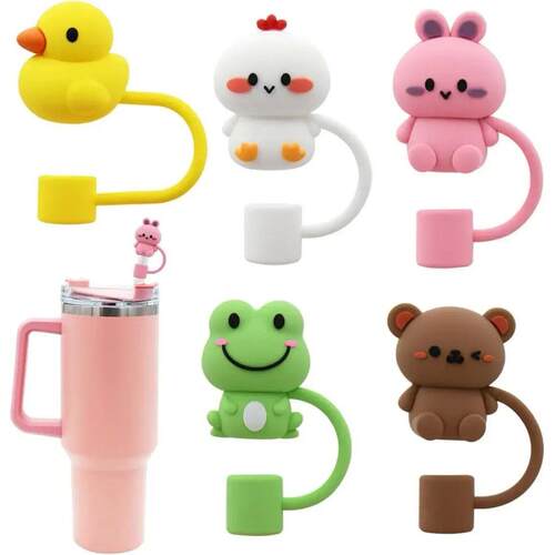 5Pcs Straw Cover Cap for Stanley Cup Silicone Straw Topper C