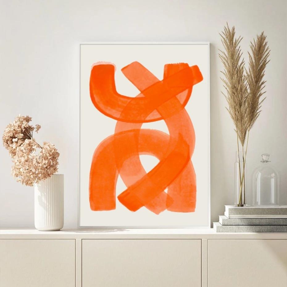 Modern Abstract Poster Orange Canvas Print Painting Wall Art