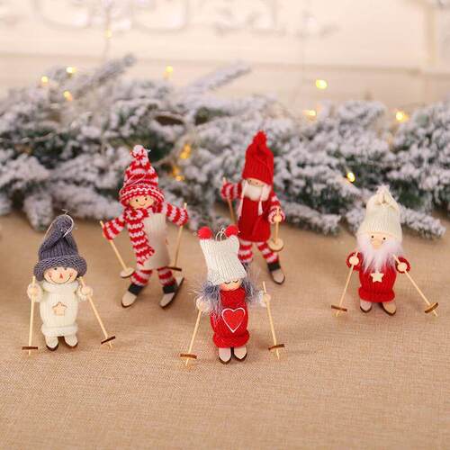 Christmas Decorations Wooden Ski Dolls Christmas Tree Pendan