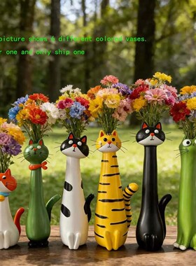 独立站爆款Handmade quirky cat-shaped vase手工古怪猫花瓶