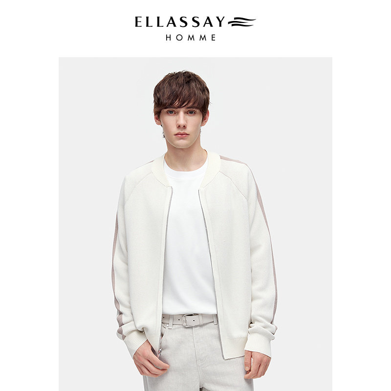 ELLASSAY歌力思男装26亚麻双面两穿拉链舒适毛衣开衫EME371M01200