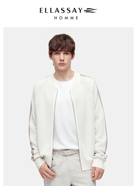 ELLASSAY歌力思男装26亚麻双面两穿拉链舒适毛衣开衫EME371M01200