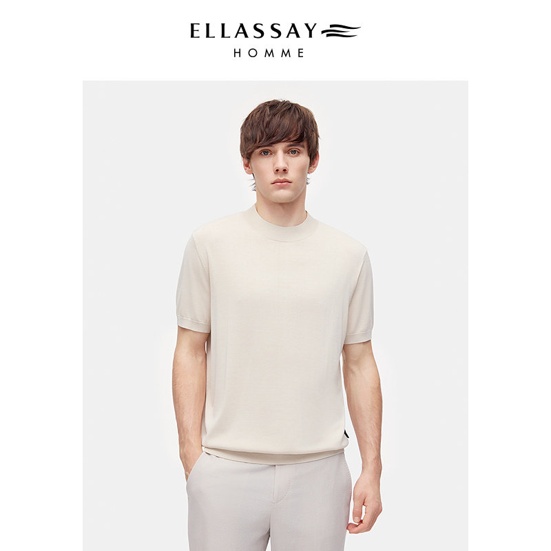 ELLASSAY歌力思男装26春夏绢丝亚麻圆领百搭针织短袖EME372M02800
