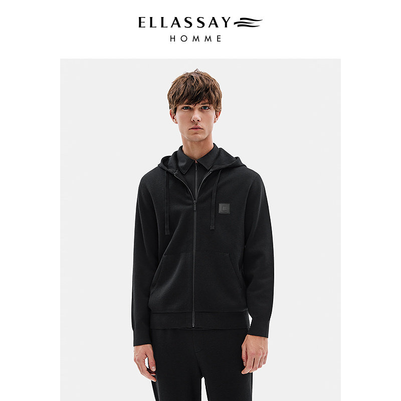 ELLASSAY歌力思男装新款羊毛开衫外套加厚针织毛衣EME353M00500