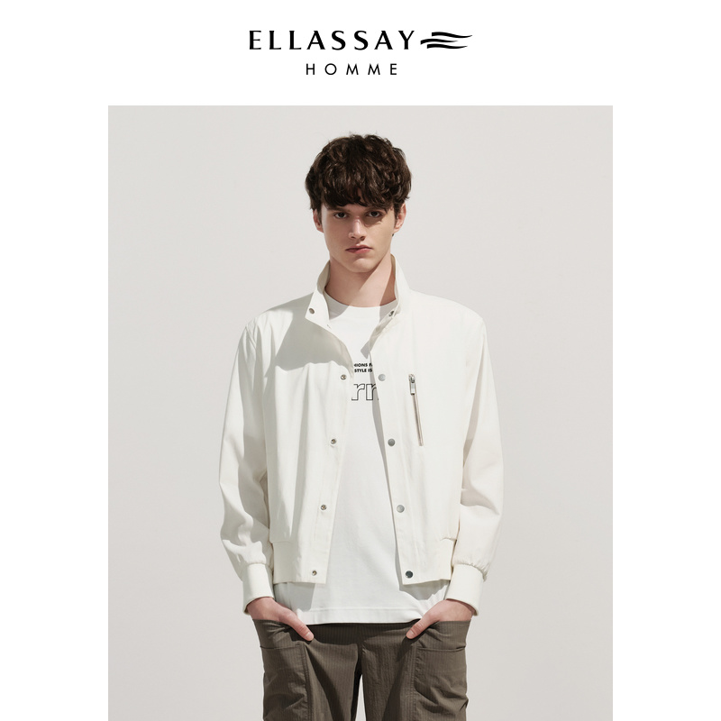 ELLASSAY歌力思男装多色棉混纺立领纯色休闲长袖夹克EME341T01800