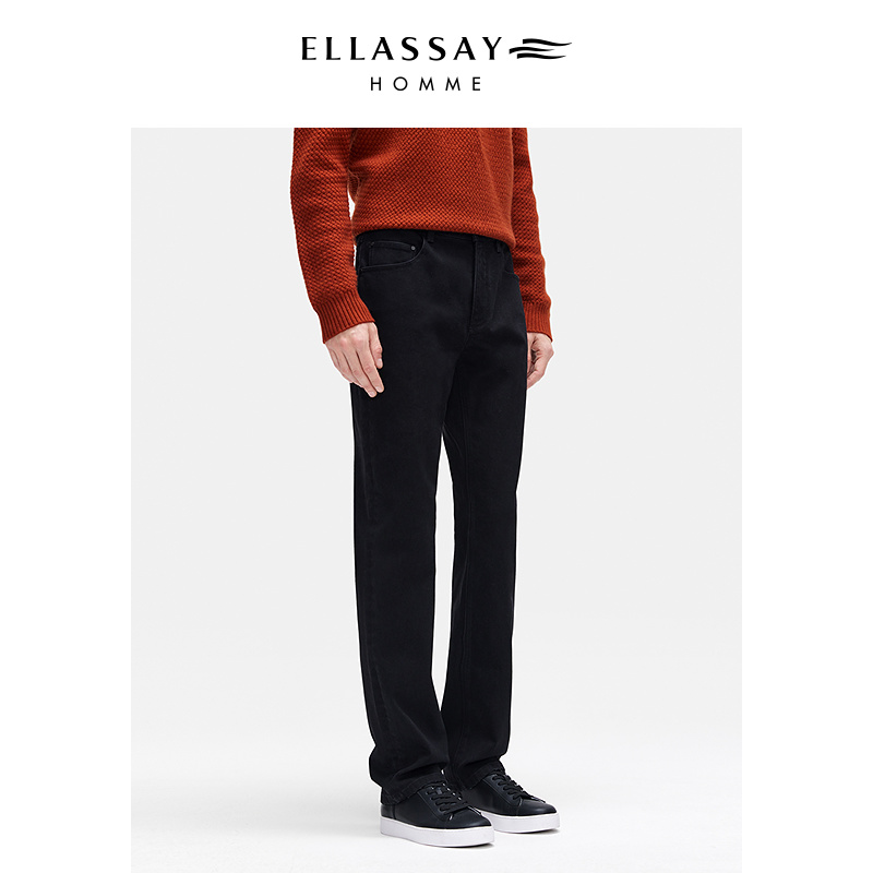 ELLASSAY歌力思男装25秋修身弹力牛仔裤直筒型休闲裤EME363N00800
