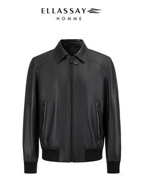 ELLASSAY歌力思男装新西兰进口绵羊皮衣哈灵顿外套男EME354X01100