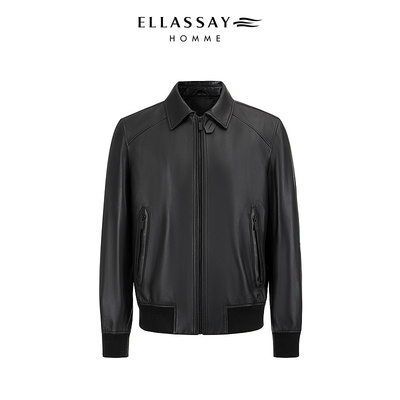 ELLASSAY歌力思男装新西兰进口绵羊皮衣哈灵顿外套男EME354X01100