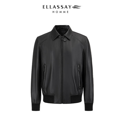 ELLASSAY歌力思男装新西兰进口绵羊皮衣哈灵顿外套男EME354X01100
