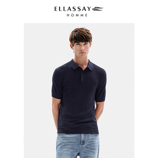 ELLASSAY歌力思男装早春高级商务桑蚕丝短袖POLOEME353M00100