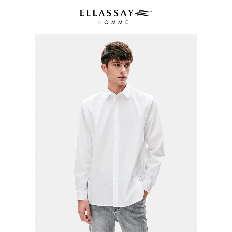 【任嘉伦同款】ELLASSAY歌力思男装弹力棉混纺经典衬衫男