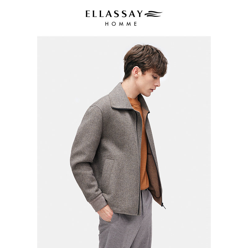 ELLASSAY歌力思男装2025年秋冬翻领拉链山羊绒外套EME364W01800