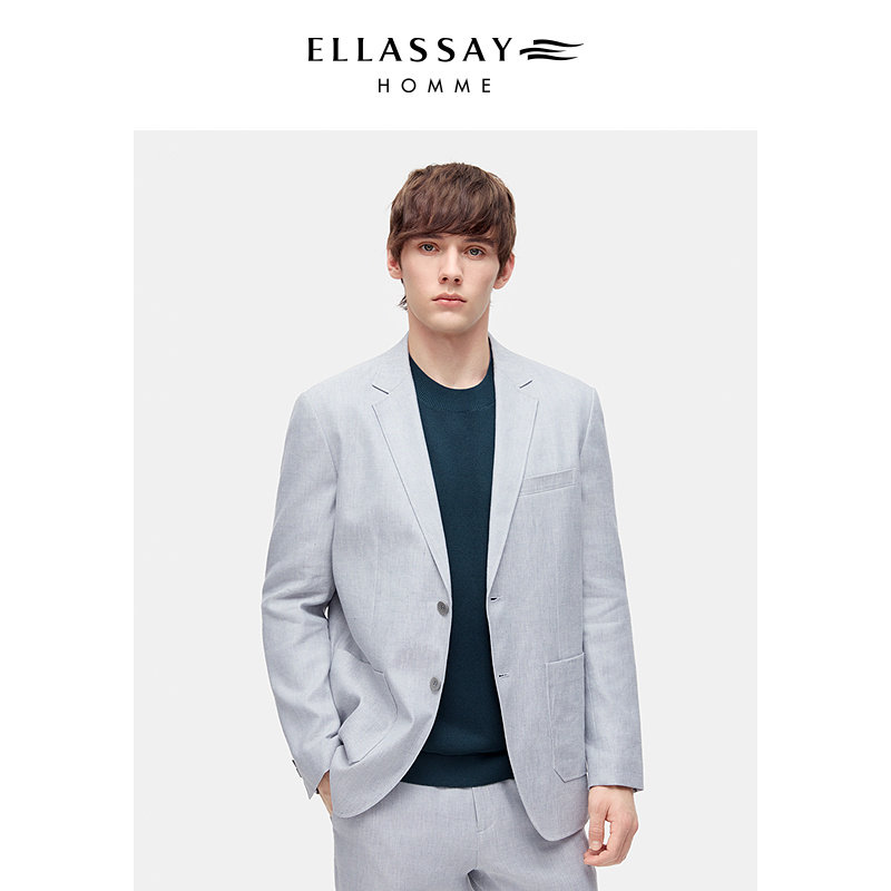 ELLASSAY歌力思男装新款棉亚麻混纺商务休闲西服EME371T00100