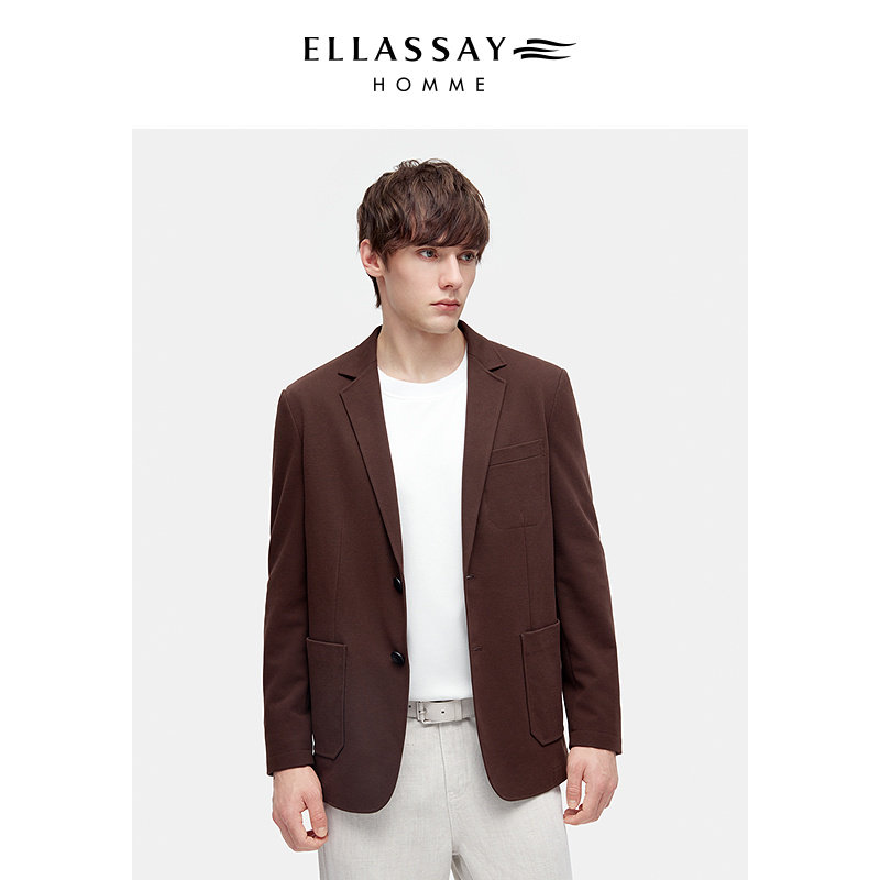 ELLASSAY歌力思男装26年春款棉舒适绛红色西装外套EME371T00500