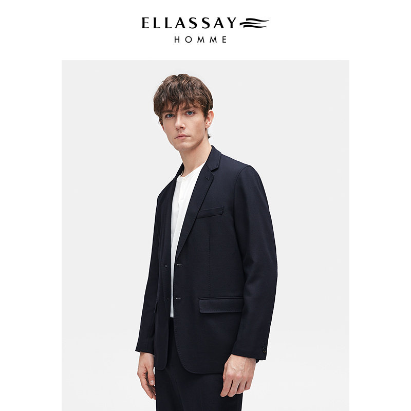 ELLASSAY歌力思男装2025秋冬绵羊毛混纺暗纹零压西装EME363T01900