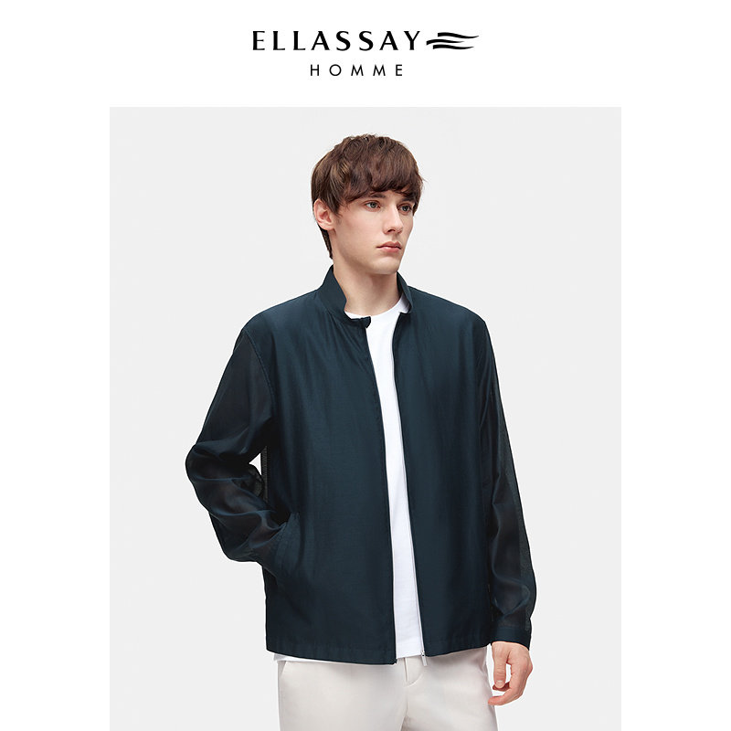 ELLASSAY歌力思男装26年春夏桑蚕丝隐格透气轻薄外套EME372W02100