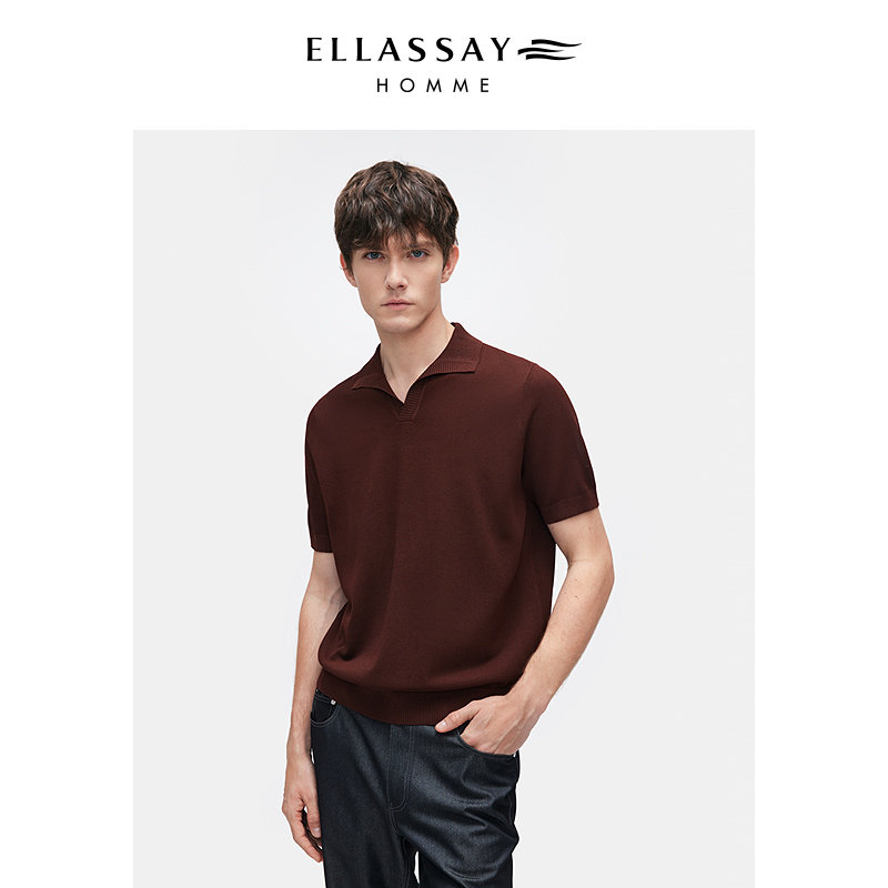 ELLASSAY歌力思男装新款凉感针织POLO老钱风翻领短袖EME363M00200