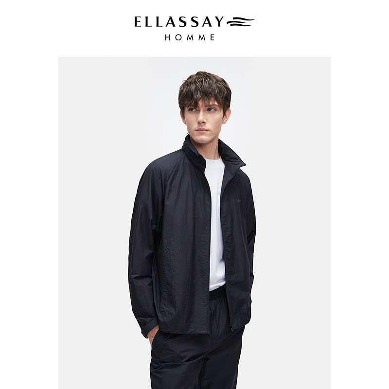 ELLASSAY歌力思男装25秋冬塔夫绸薄款可脱卸连帽夹克EME363W00300