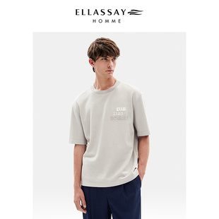 ELLASSAY歌力思男装早春提花双面织渐变字母刺绣短袖EME353Z01300