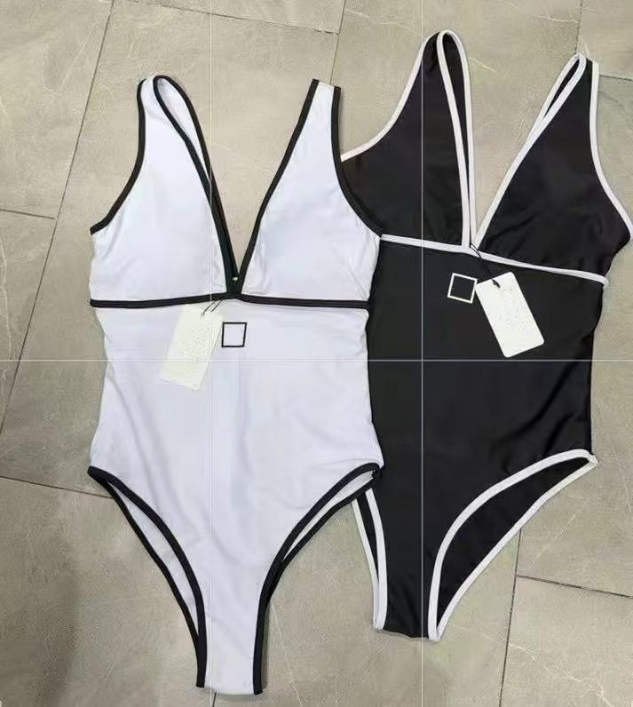 thumbnail for Classic small fragrance style celebrity style suspender premium swimsuit women's bikini triangle one-piece swimsuit sexy slim top