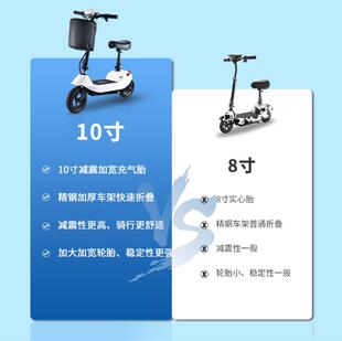 10寸大轮成人可折叠电动滑板车迷你代步小海豚电动车小型女电瓶车