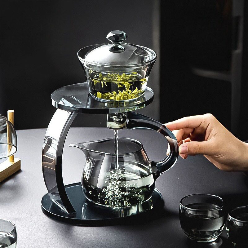 懒人磁吸感应冲茶器耐热高硼硅玻璃泡茶壶家用半自动功夫茶具套装