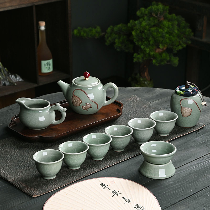哥窑功夫茶具套装家用开片陶瓷礼盒一整套高端茶壶商务礼品伴手礼