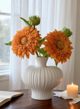 仿真向日葵茶几陶瓷花插装饰摆件