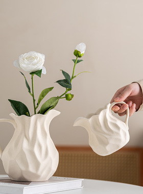提壶花插简约陶瓷花瓶装饰品摆件