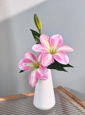 仿真百合花高档陶瓷花瓶装饰摆件