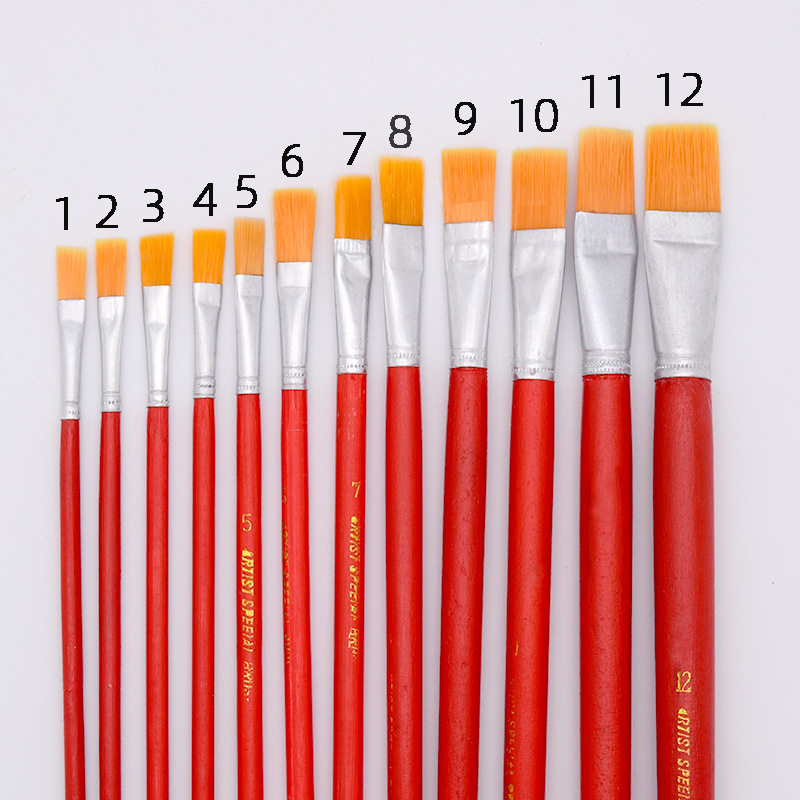 红杆油画笔尼龙水粉笔水彩丙烯画笔排笔油漆工具刷子绘画笔