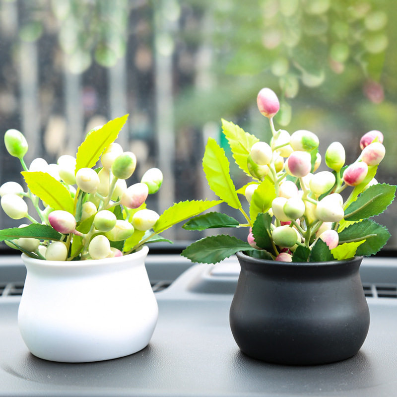 塑料花盆仿真花装饰摆件迷你车载花盆手工DIY小红书防摔小白盆
