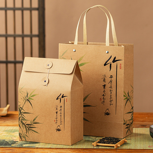 散茶茶叶包装袋茶叶手提袋新款白茶礼盒空盒通用复古风茶叶袋纸