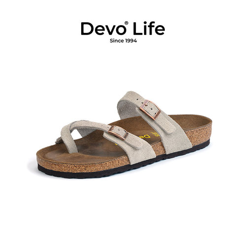 Devo Life的沃软木拖鞋女休闲拖鞋夹趾夏季外穿平底凉拖拖 26291