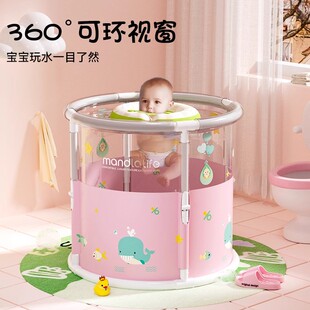 婴儿游泳桶家用宝宝泡澡桶洗澡桶儿童折叠浴桶游泳池浴缸可坐大号
