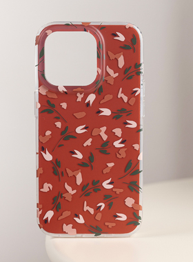 沛鱼原创iphone15promax手机壳适用苹果15pro磨砂14硅胶保护套13软全包MAX超薄12新年砖红美拉德双面IMD防摔