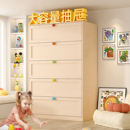 多巴胺抽屉柜大容量钢制客厅斗柜卧室宝宝衣柜靠墙一体床尾储物柜