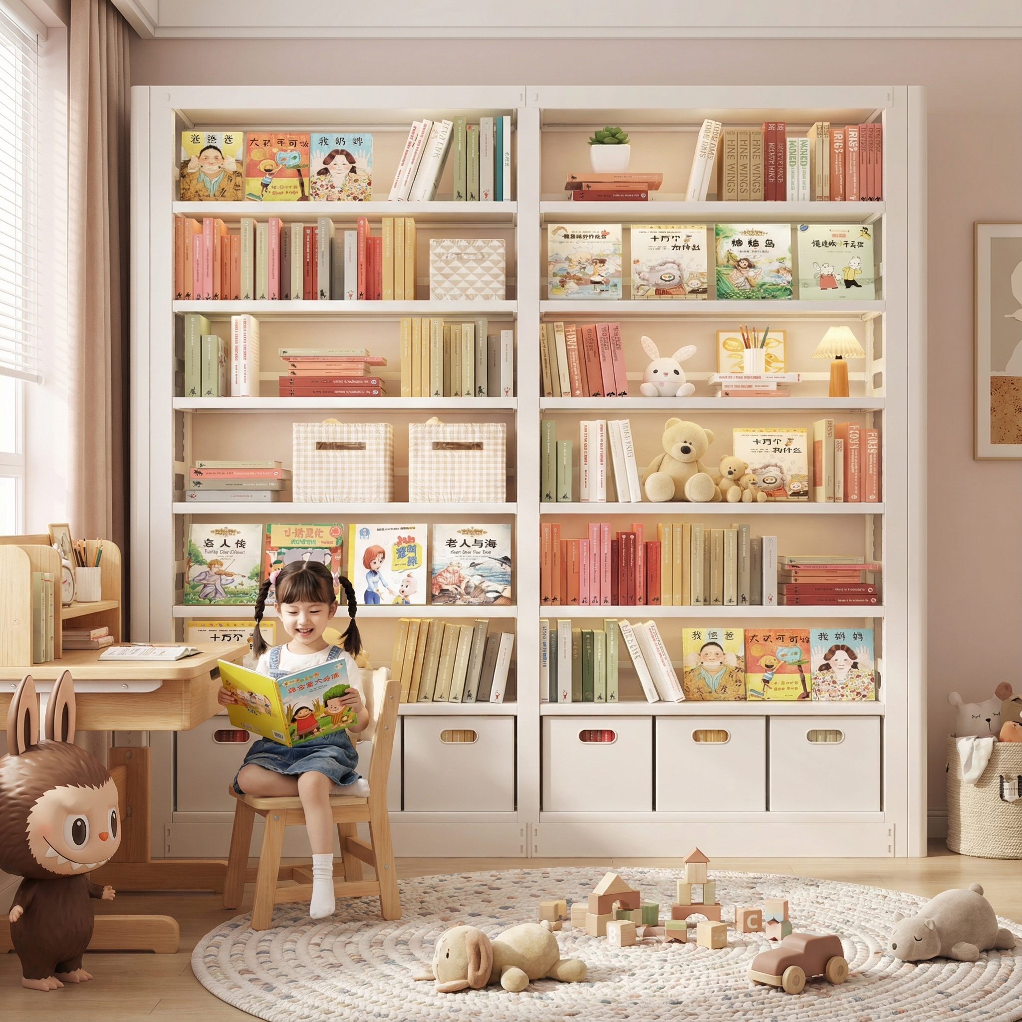 家用图书馆钢制书架落地置物架客厅一体靠墙儿童绘本架铁艺储物架,住宅家具,书架,淘宝优惠券,粉丝福利购,淘宝优惠卷