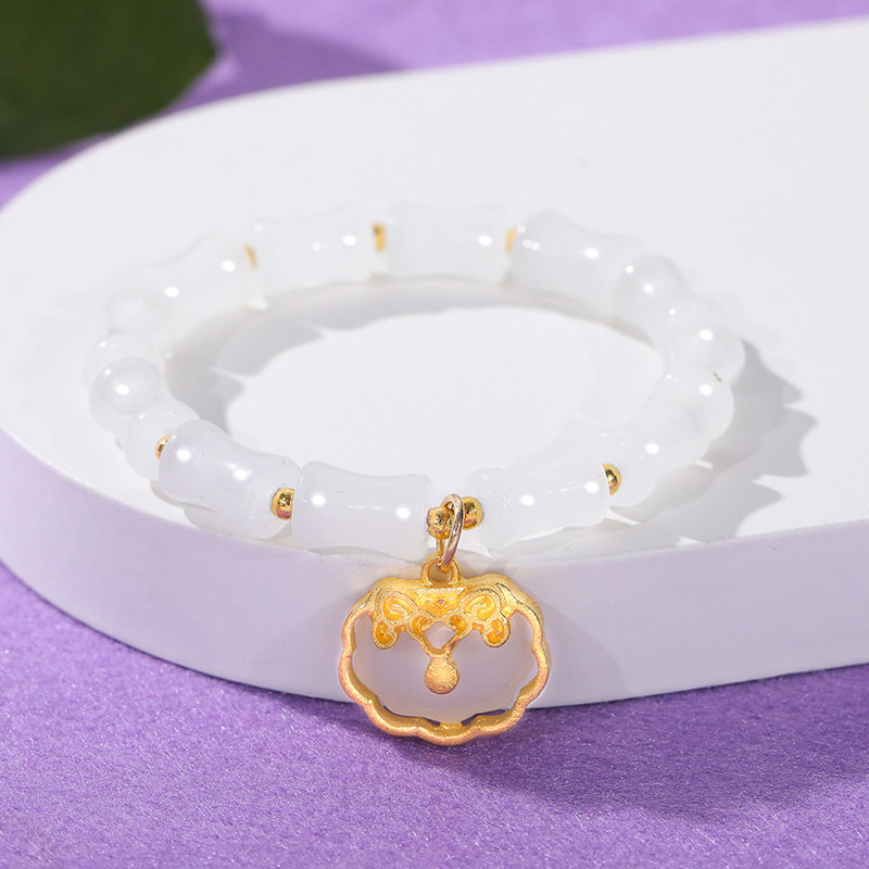 砂金石手链东陵玉节节手链平安扣玉花生手串2024新款简约时尚